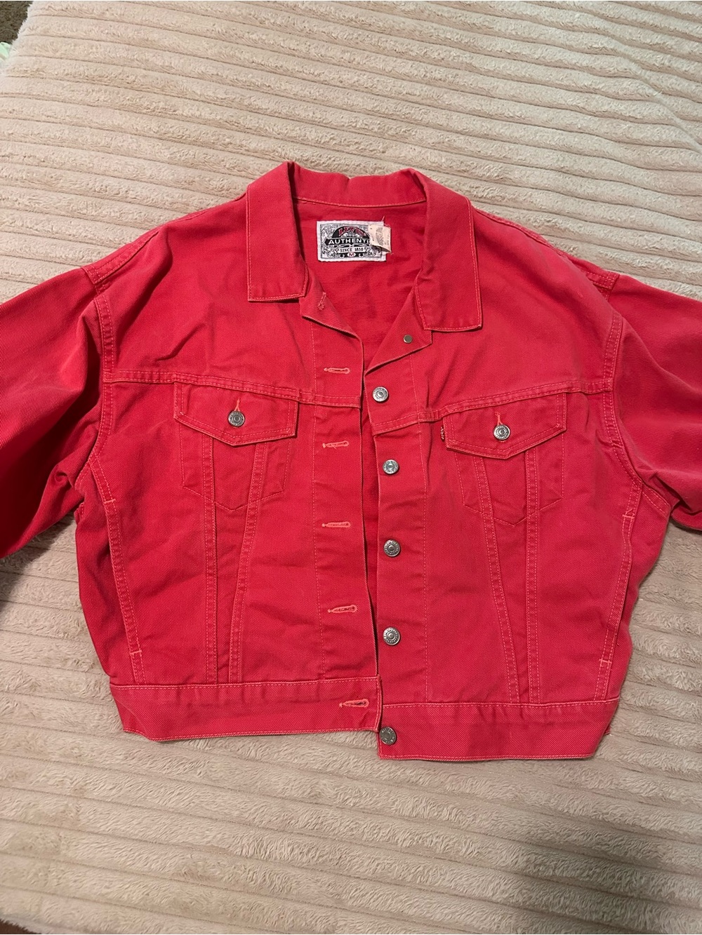 Vintage Levi's Coral-Red Denim Jacket - Picture 3 of 4